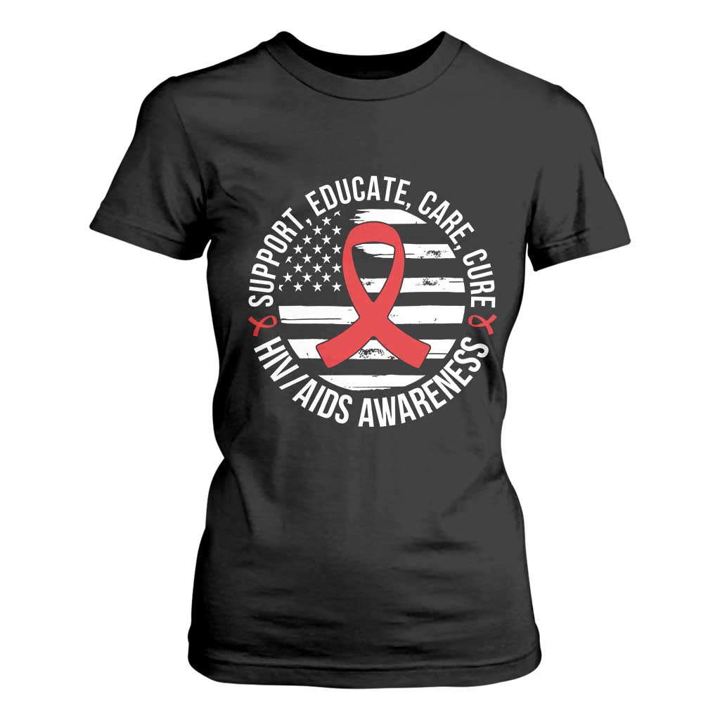 Support Educate Care Cure HIV Support Month Gift T Shirt For Women