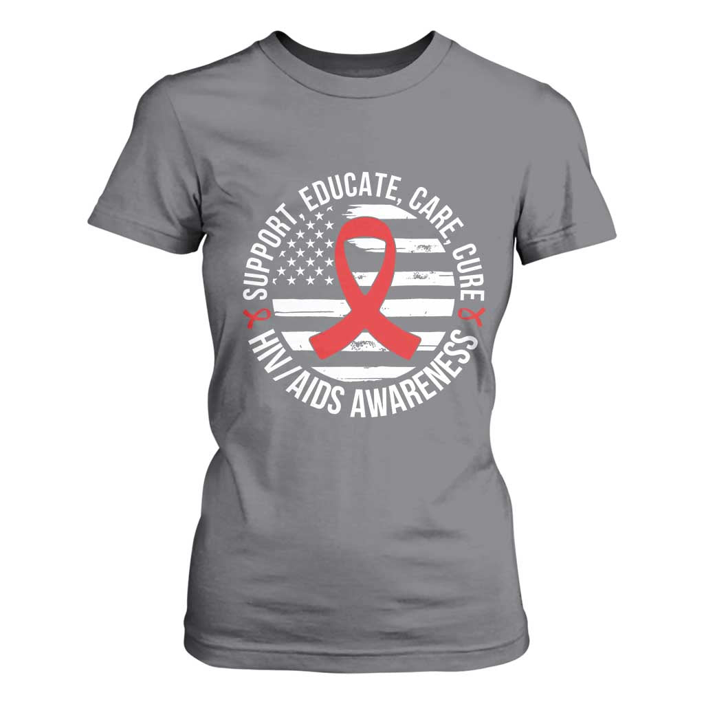 Support Educate Care Cure HIV Support Month Gift T Shirt For Women
