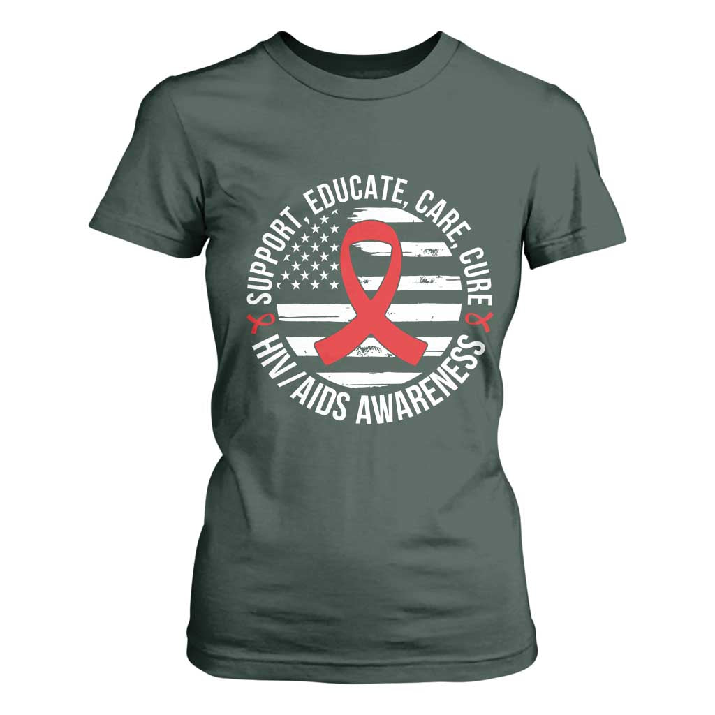 Support Educate Care Cure HIV Support Month Gift T Shirt For Women