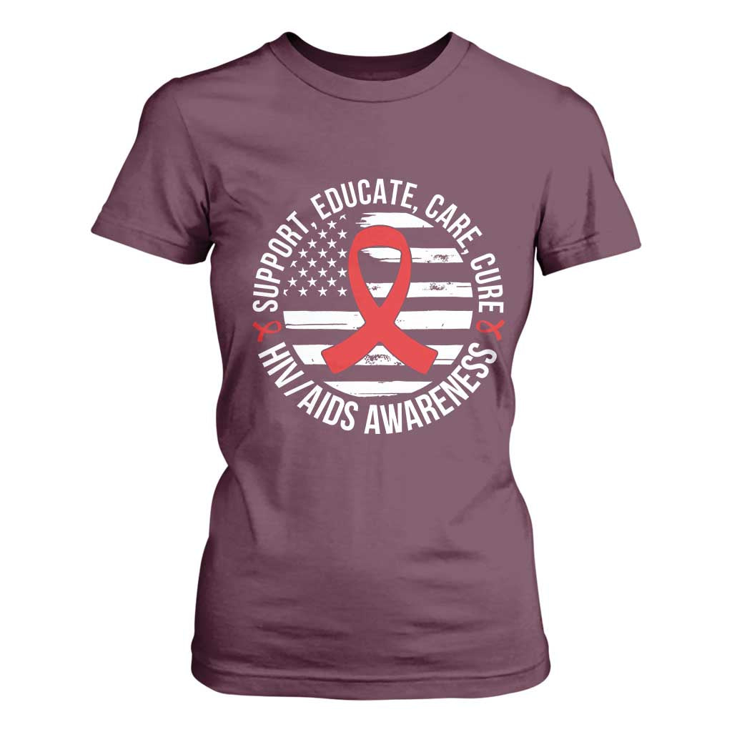 Support Educate Care Cure HIV Support Month Gift T Shirt For Women