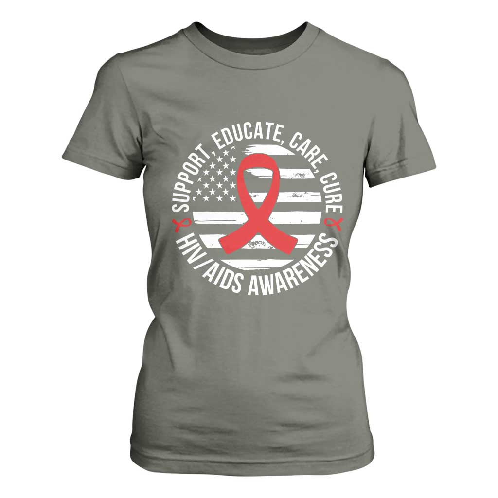 Support Educate Care Cure HIV Support Month Gift T Shirt For Women