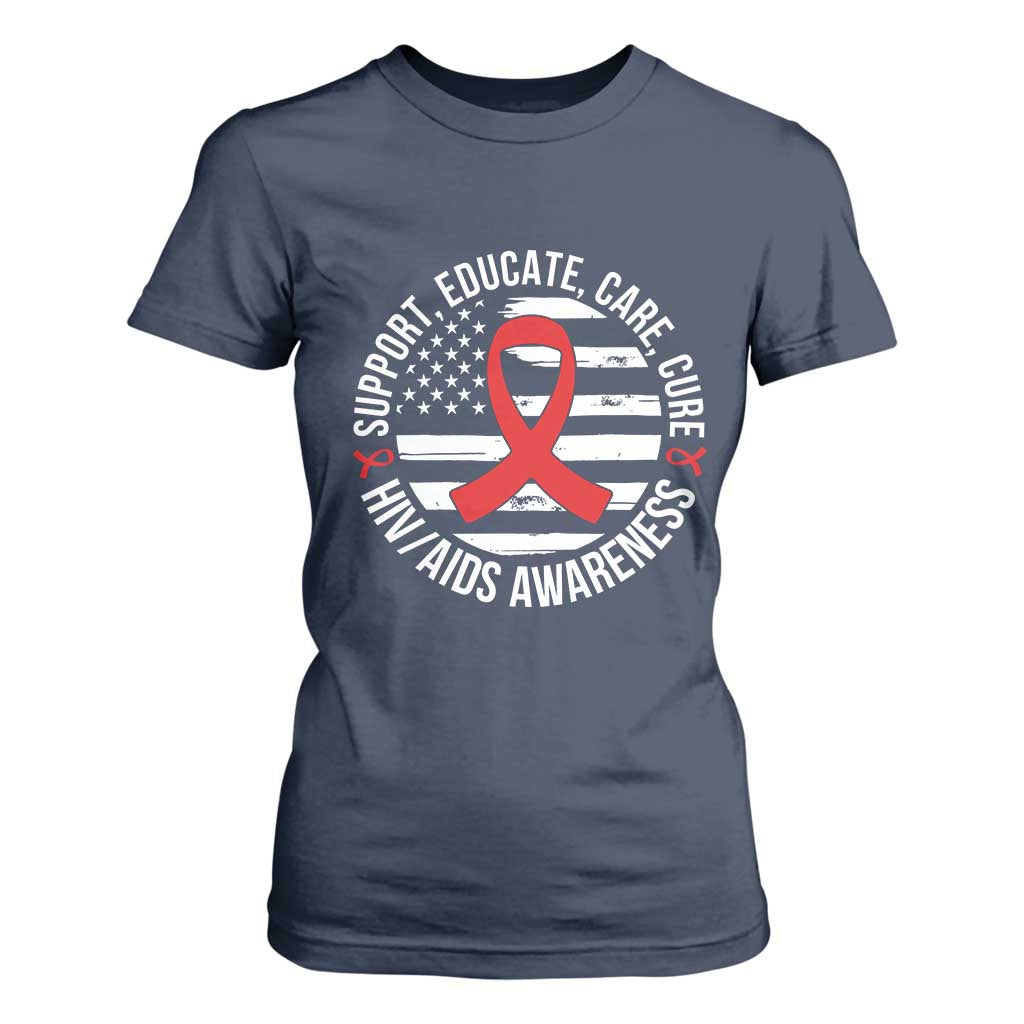 Support Educate Care Cure HIV Support Month Gift T Shirt For Women