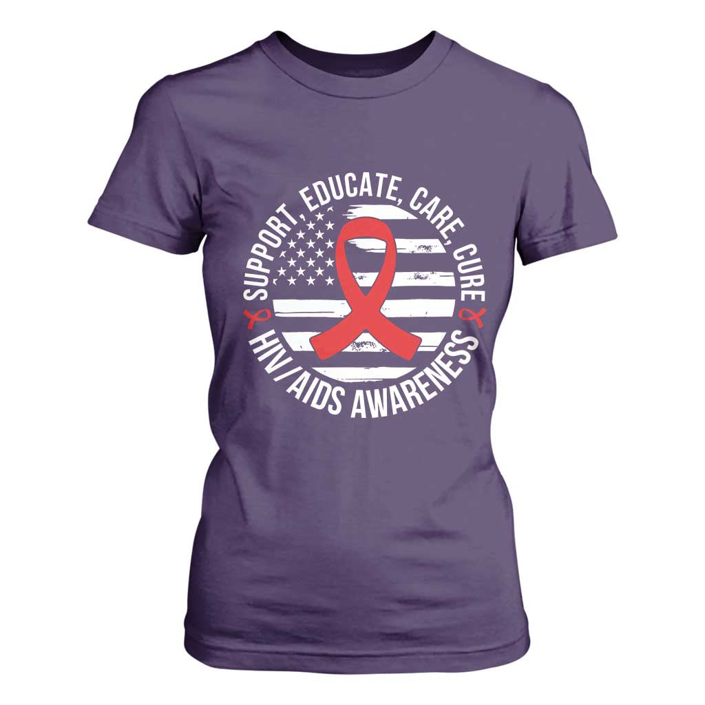 Support Educate Care Cure HIV Support Month Gift T Shirt For Women
