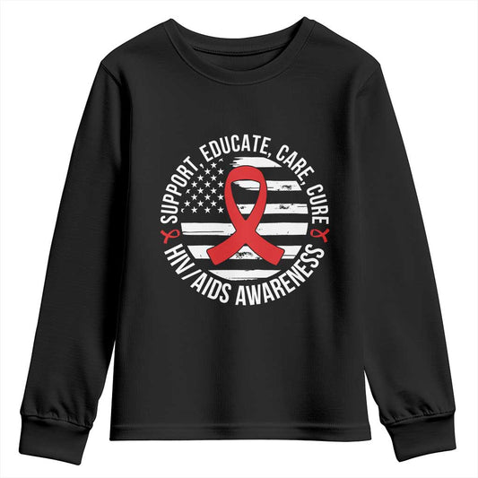 Support Educate Care Cure HIV Support Month Gift Youth Sweatshirt