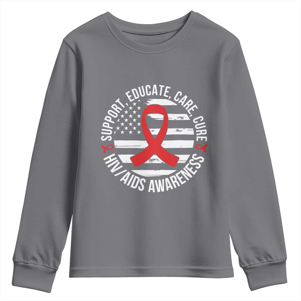 Support Educate Care Cure HIV Support Month Gift Youth Sweatshirt