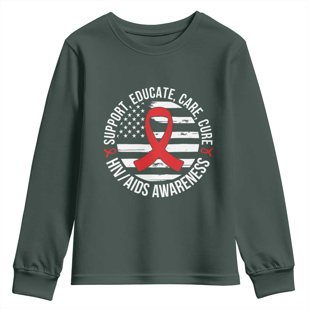 Support Educate Care Cure HIV Support Month Gift Youth Sweatshirt