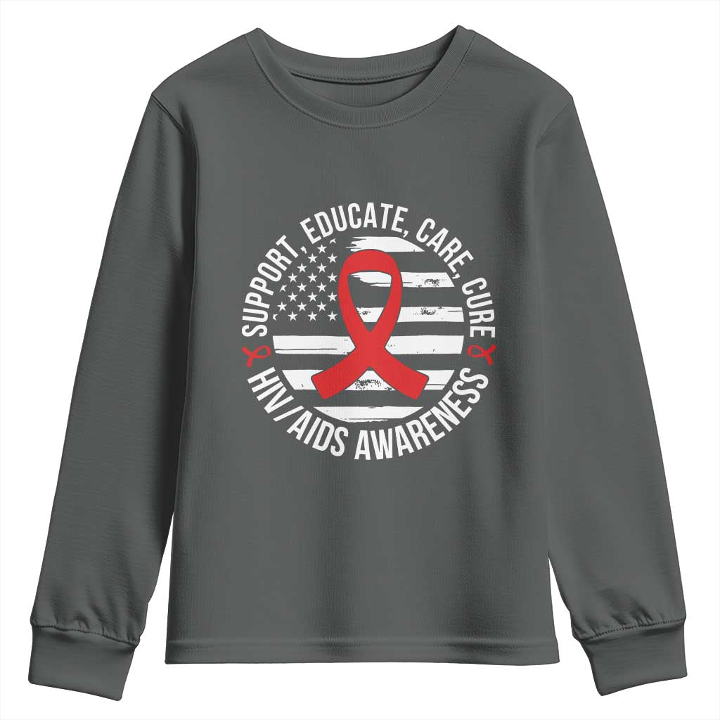 Support Educate Care Cure HIV Support Month Gift Youth Sweatshirt