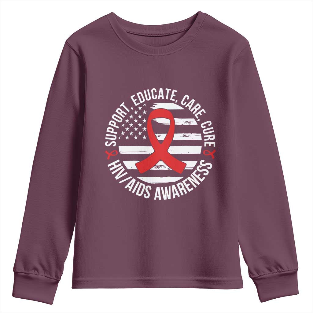 Support Educate Care Cure HIV Support Month Gift Youth Sweatshirt