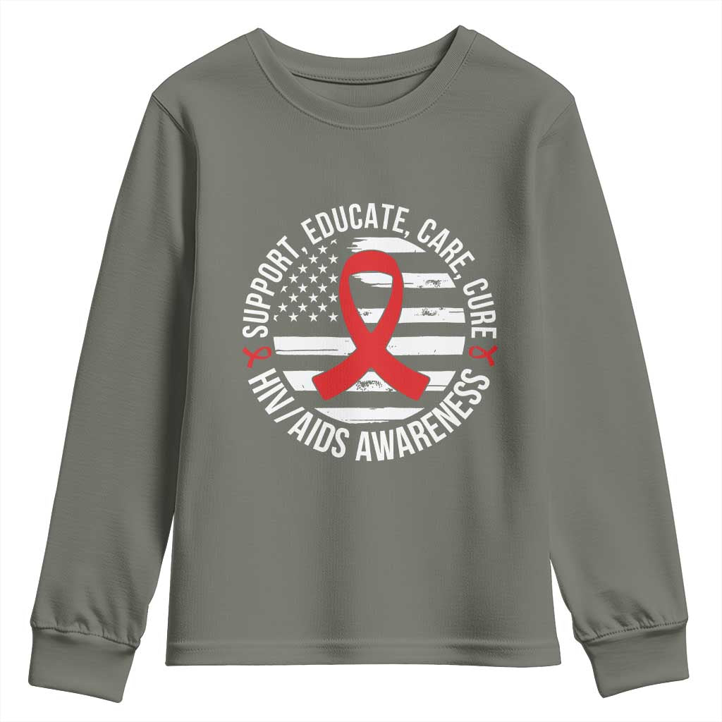 Support Educate Care Cure HIV Support Month Gift Youth Sweatshirt