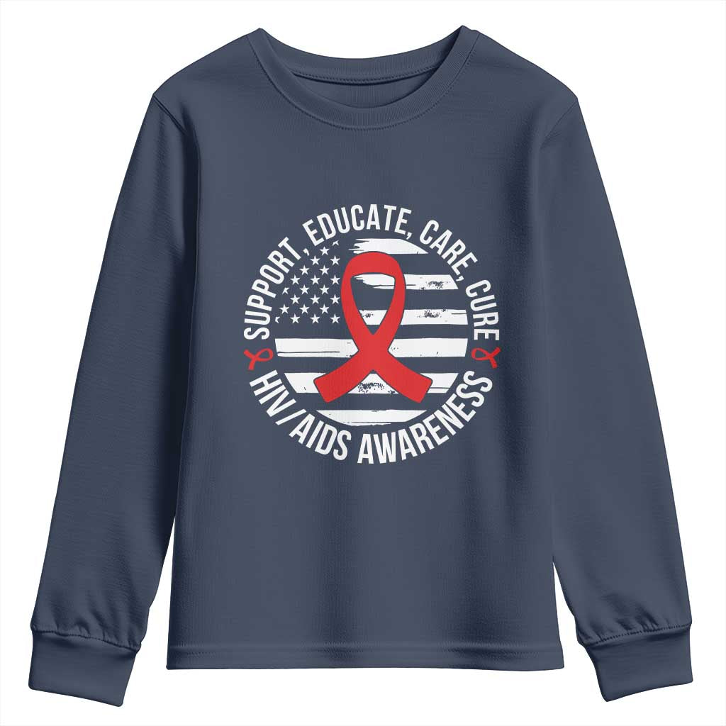 Support Educate Care Cure HIV Support Month Gift Youth Sweatshirt