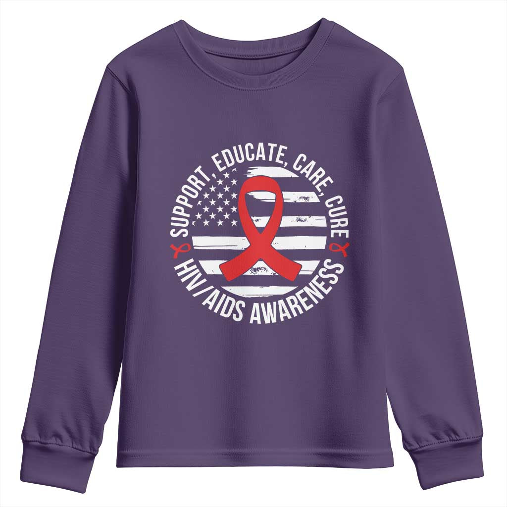 Support Educate Care Cure HIV Support Month Gift Youth Sweatshirt