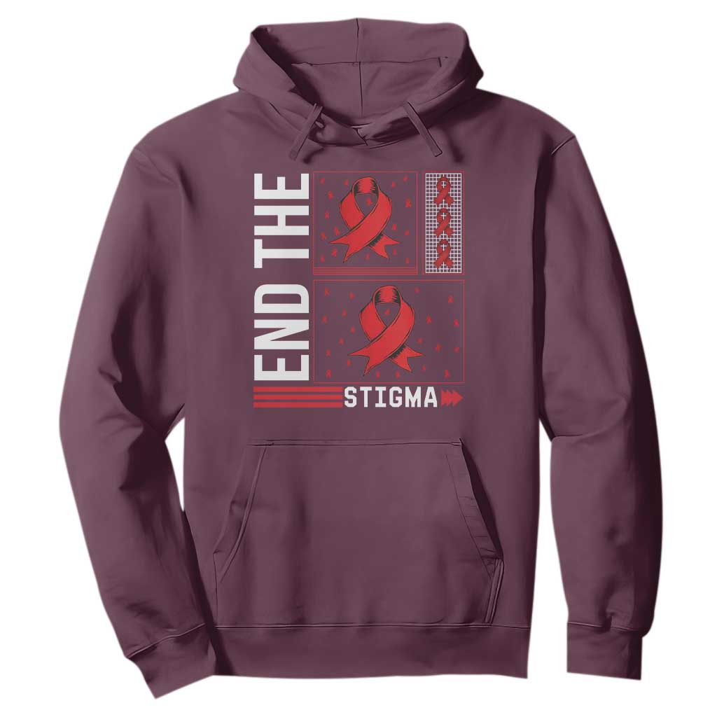End The Stigma HIV Support Hoodie Red Ribbon Gift