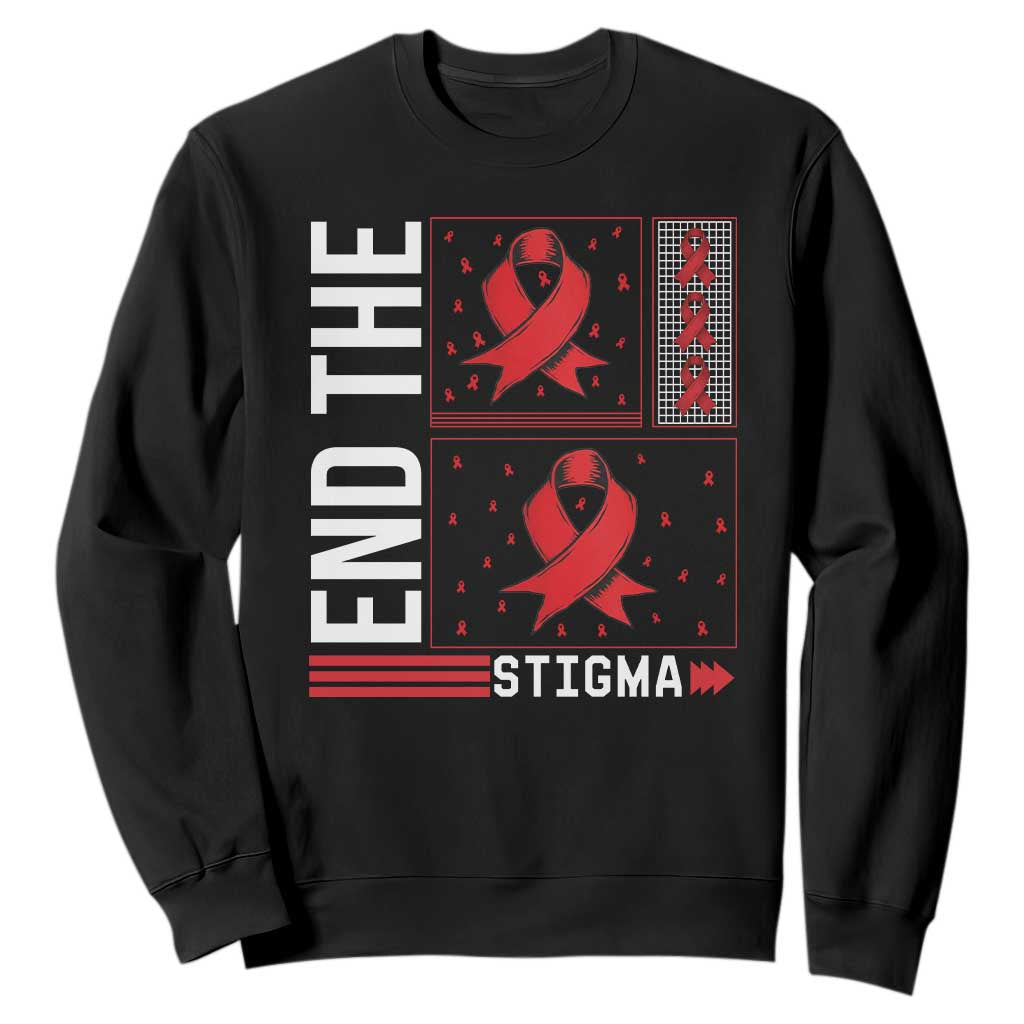 End The Stigma HIV Support Sweatshirt Red Ribbon Gift