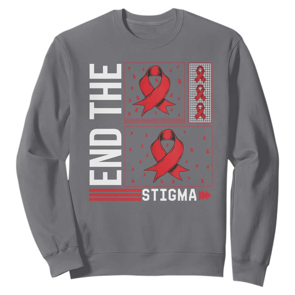 End The Stigma HIV Support Sweatshirt Red Ribbon Gift
