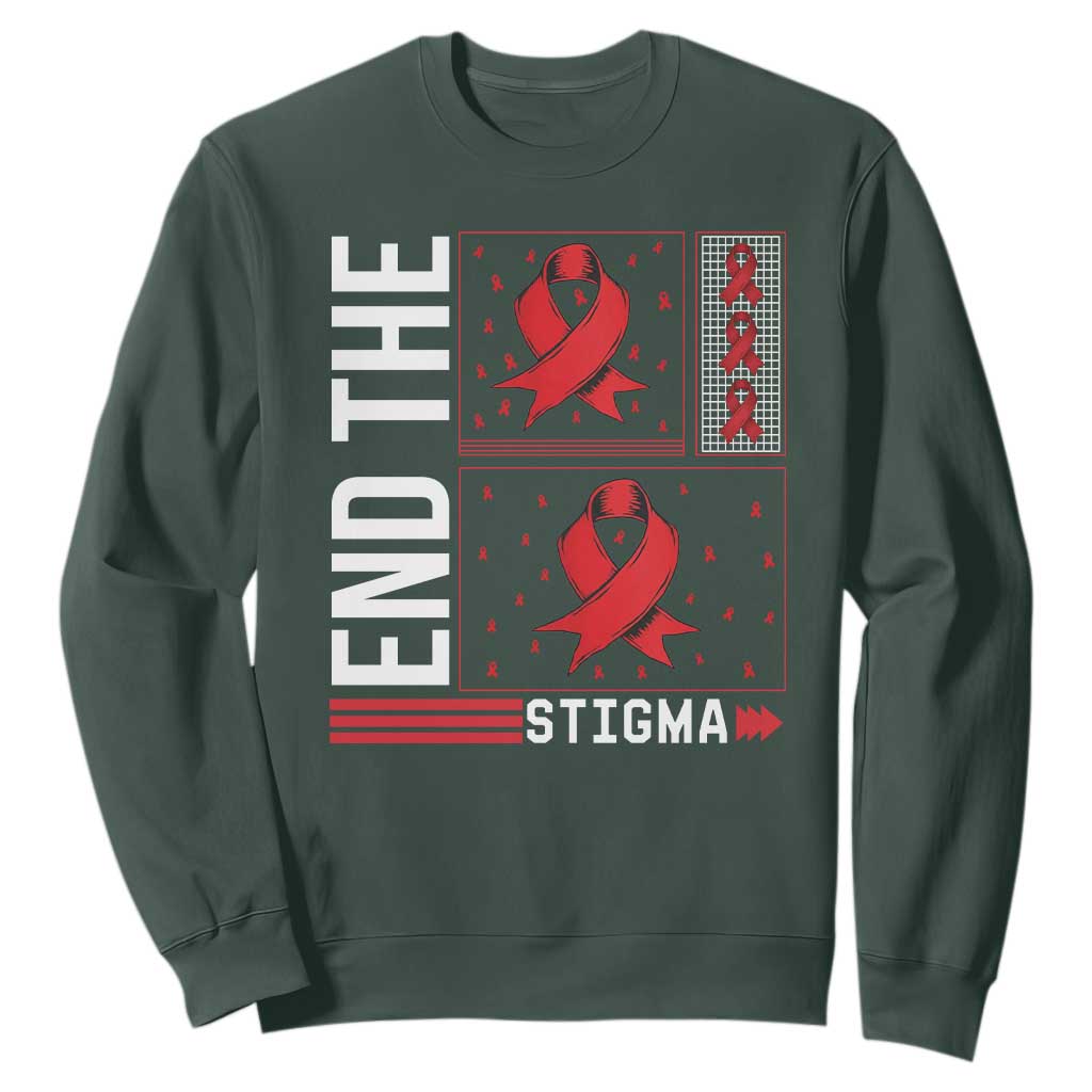 End The Stigma HIV Support Sweatshirt Red Ribbon Gift