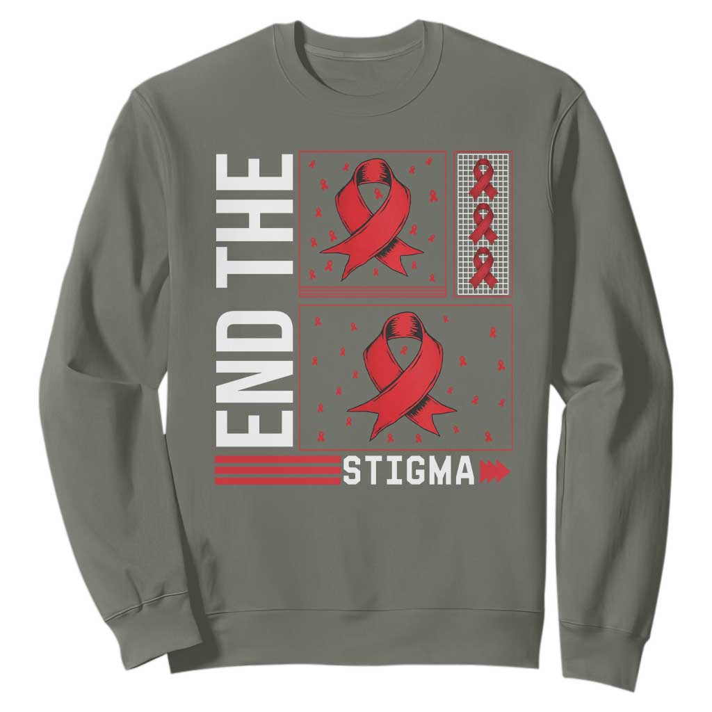 End The Stigma HIV Support Sweatshirt Red Ribbon Gift