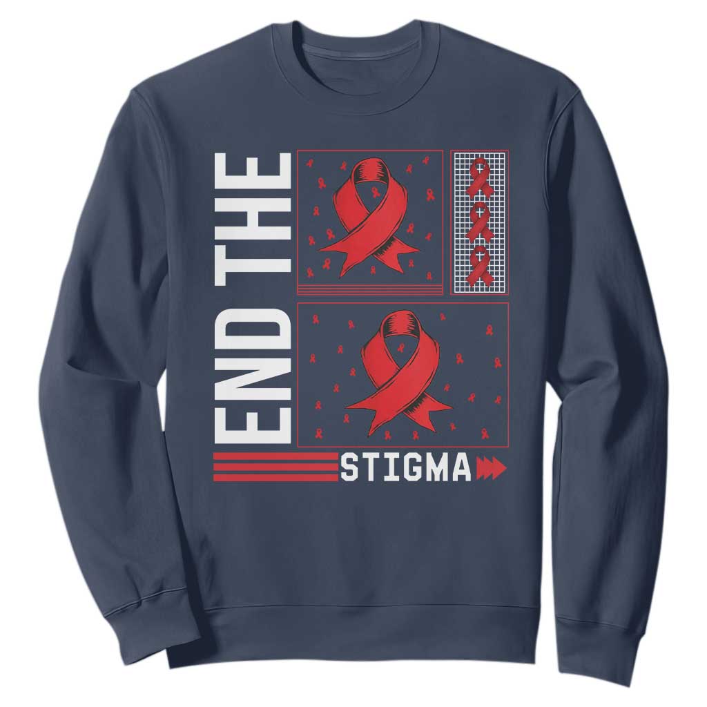 End The Stigma HIV Support Sweatshirt Red Ribbon Gift