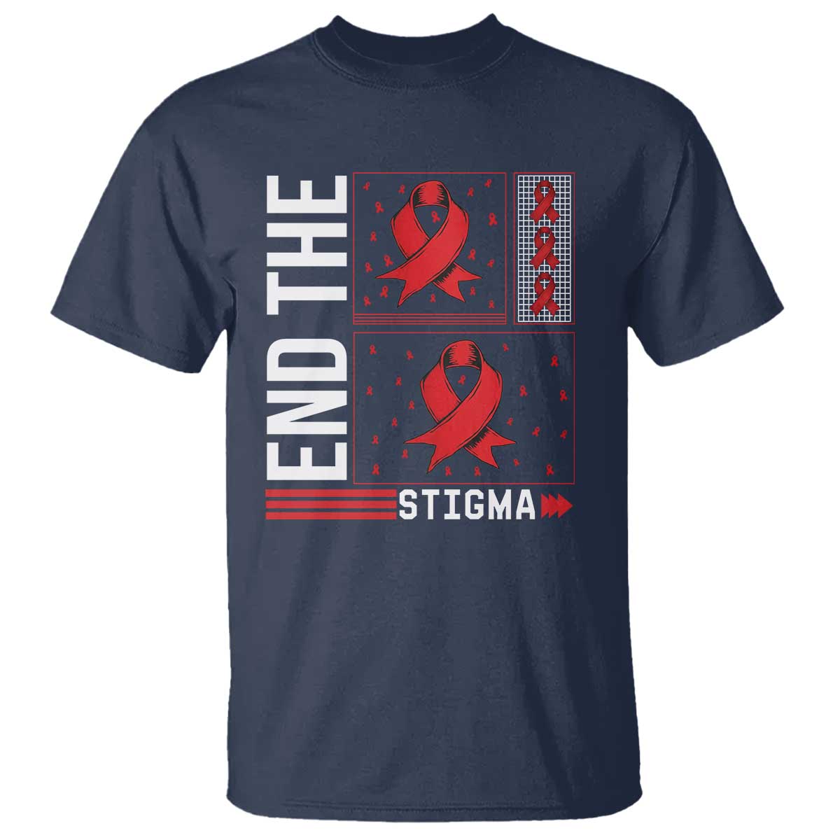 End The Stigma HIV Support T Shirt Red Ribbon Gift