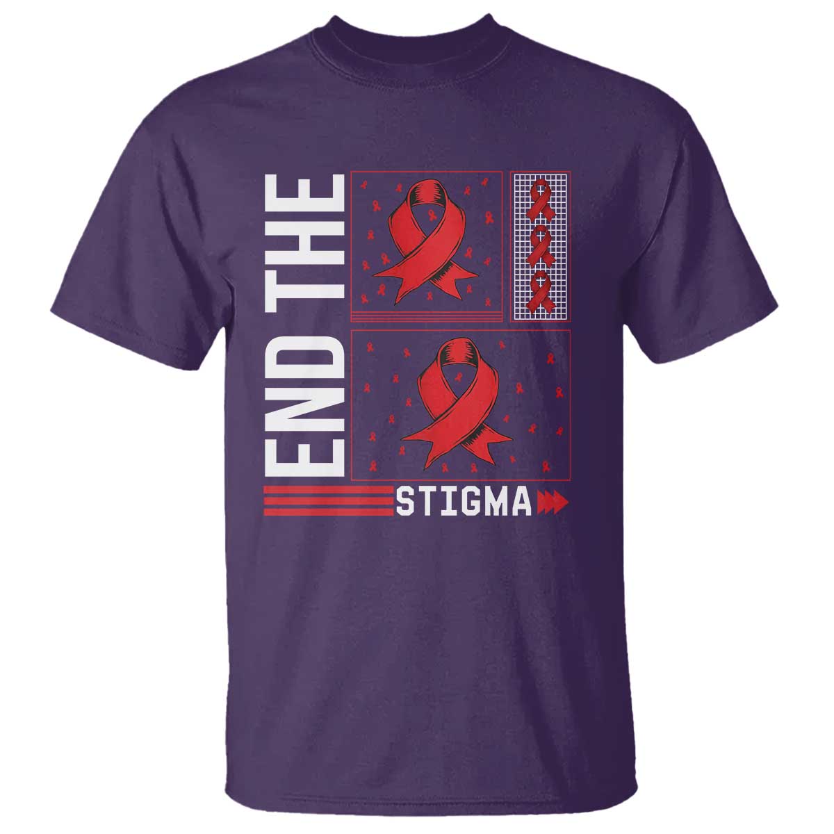 End The Stigma HIV Support T Shirt Red Ribbon Gift