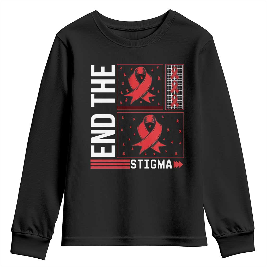 End The Stigma HIV Support Youth Sweatshirt Red Ribbon Gift