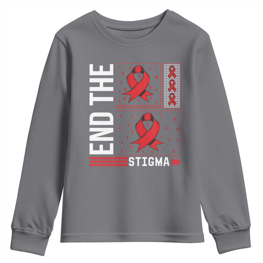 End The Stigma HIV Support Youth Sweatshirt Red Ribbon Gift