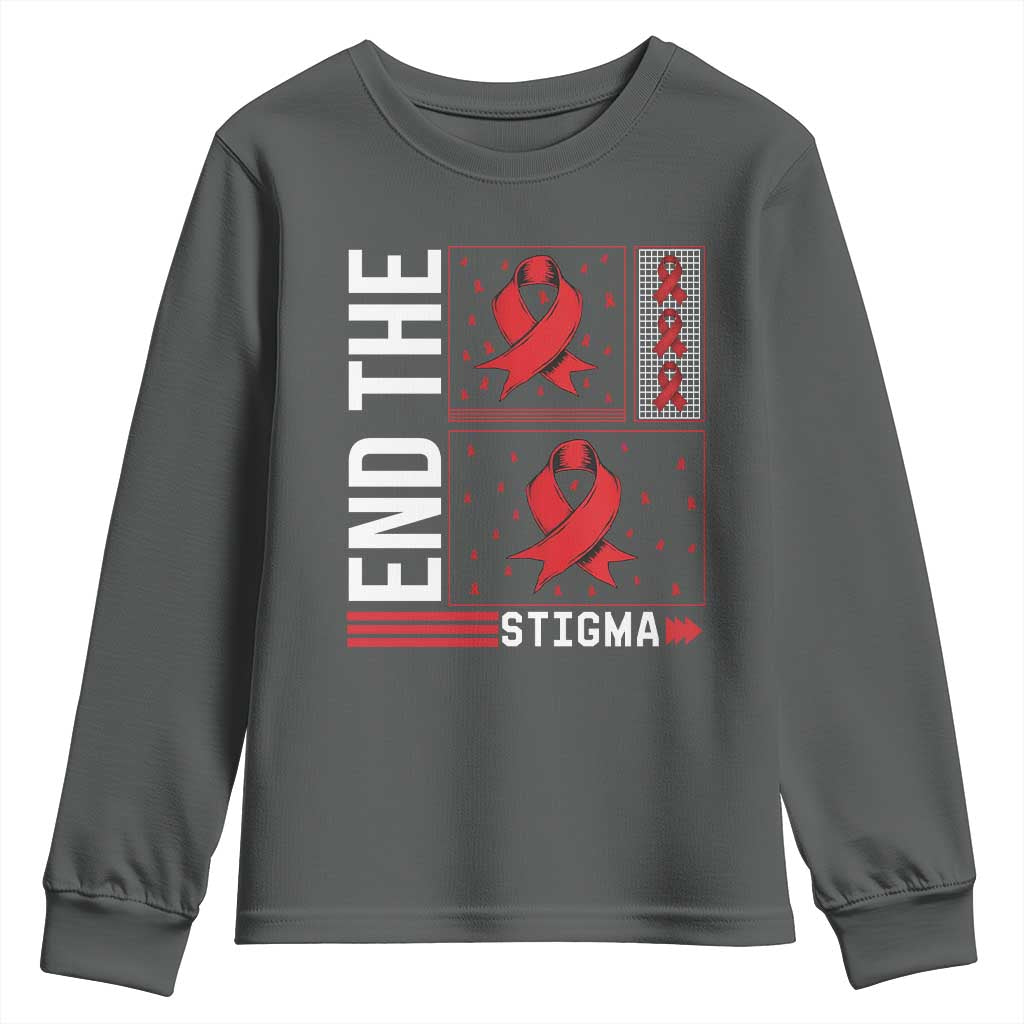 End The Stigma HIV Support Youth Sweatshirt Red Ribbon Gift