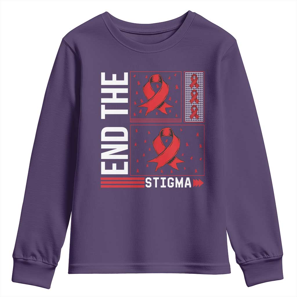 End The Stigma HIV Support Youth Sweatshirt Red Ribbon Gift