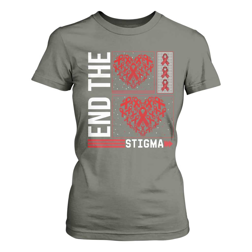 HIV Support End The Stigma T Shirt For Women World AIDS Day Gift