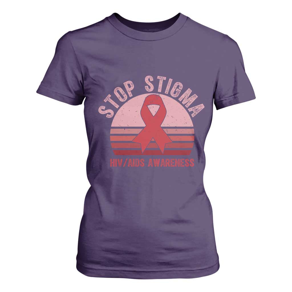 Stop The Stigma HIV Support T Shirt For Women World AIDS Day Gift
