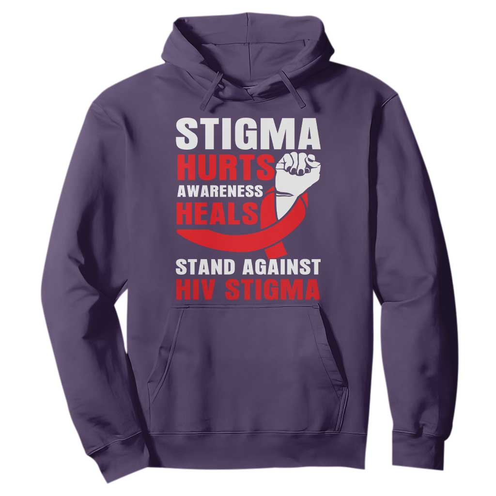 Stigma Hurts Support Heals Hoodie HIV Red Ribbon Empowerment Gift