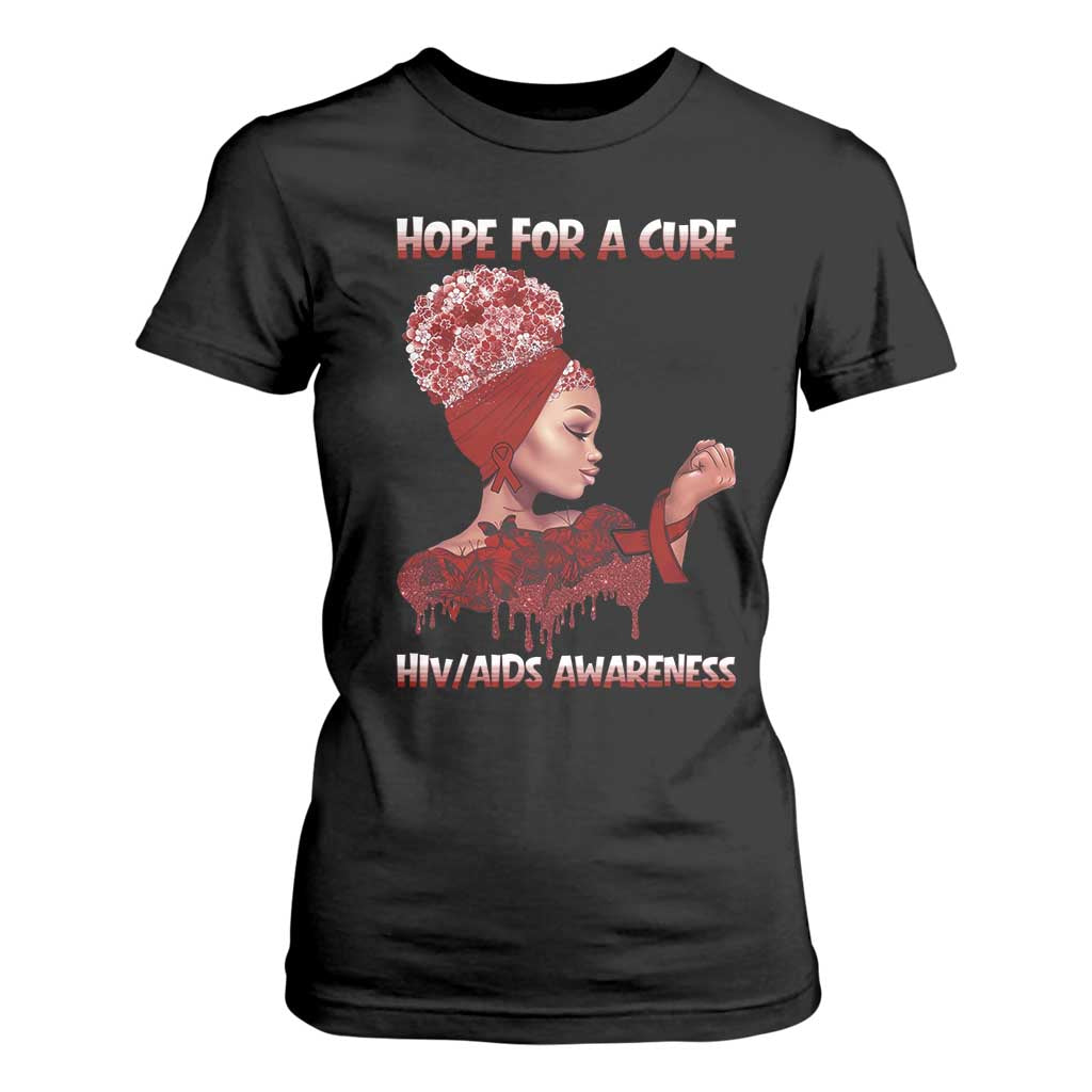 Hope For A Cure HIV Support Squad Gift T Shirt For Women