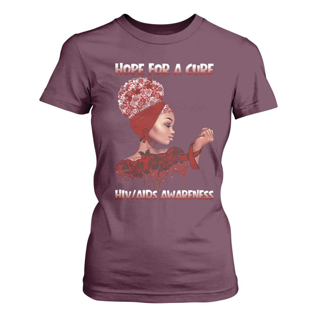 Hope For A Cure HIV Support Squad Gift T Shirt For Women
