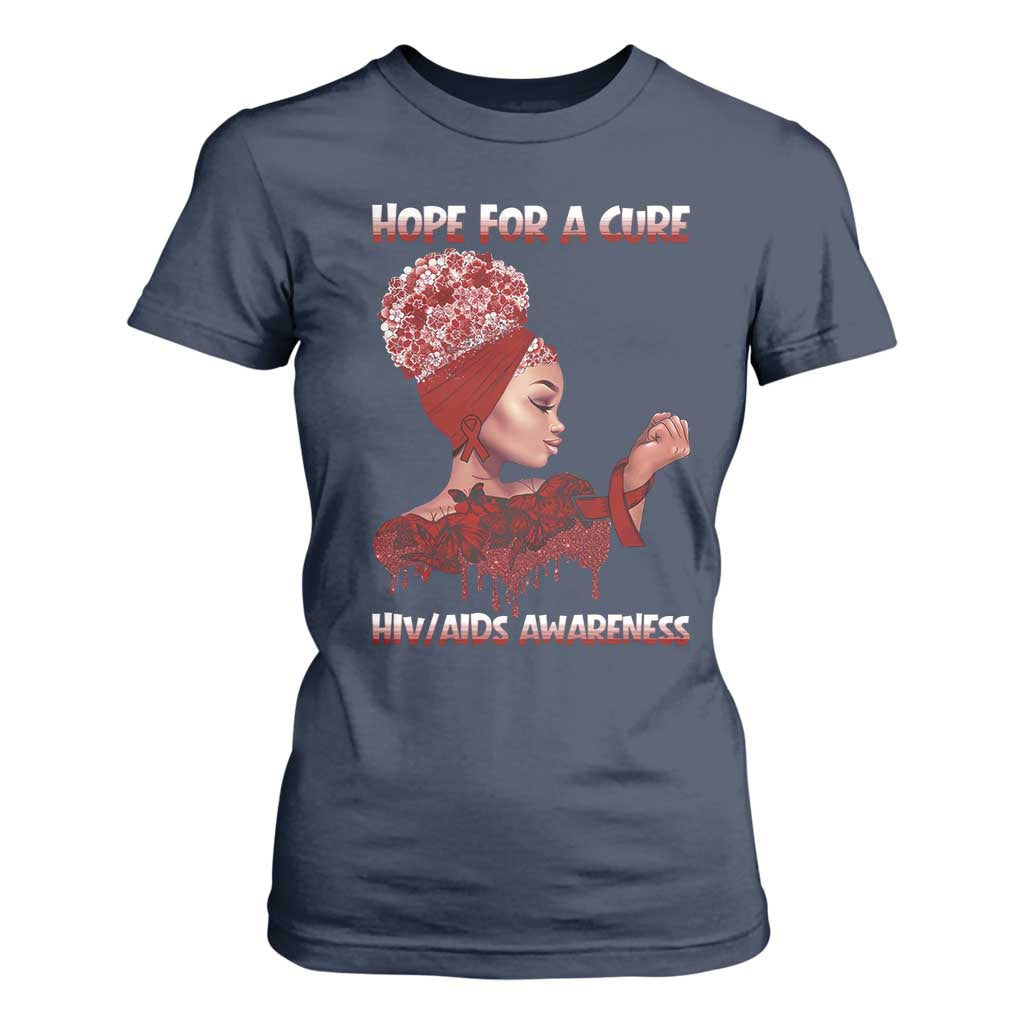 Hope For A Cure HIV Support Squad Gift T Shirt For Women