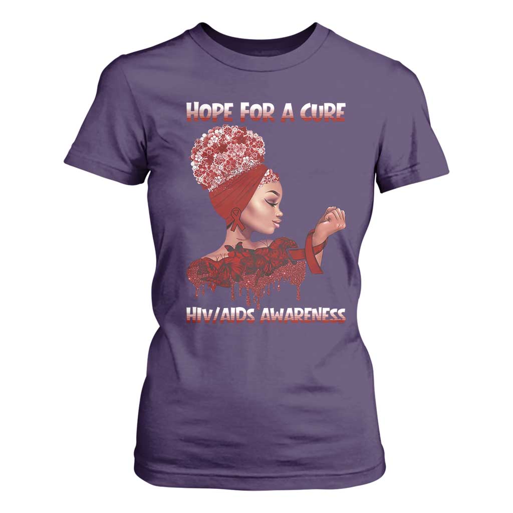 Hope For A Cure HIV Support Squad Gift T Shirt For Women