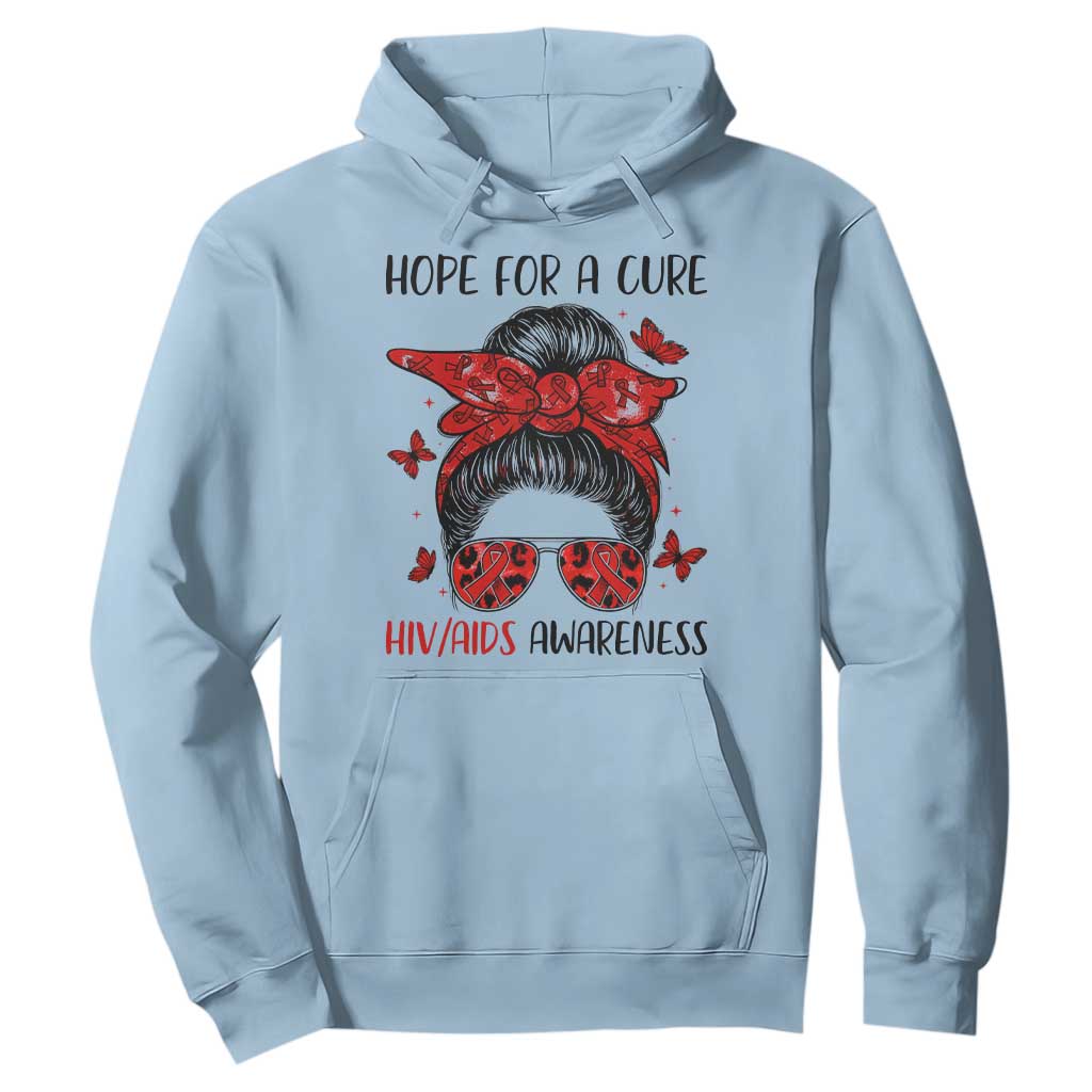 Hope For A Cure HIV Support Hoodie Strong Woman Red Ribbon Gift