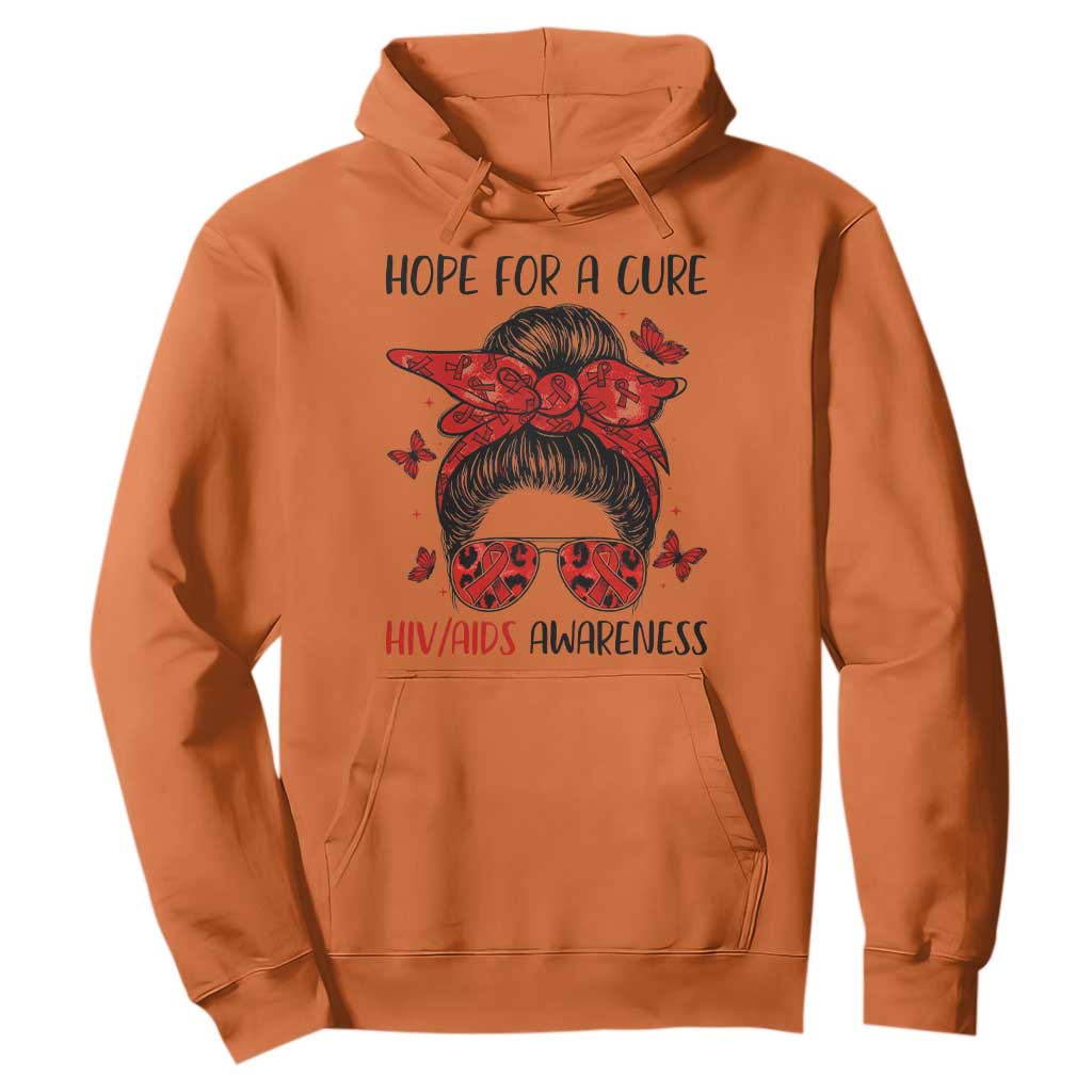 Hope For A Cure HIV Support Hoodie Strong Woman Red Ribbon Gift