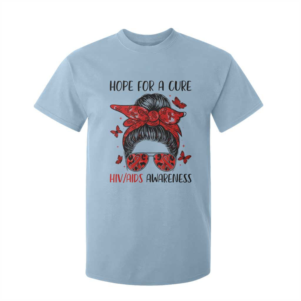 Hope For A Cure HIV Support T Shirt For Kid Strong Woman Red Ribbon Gift
