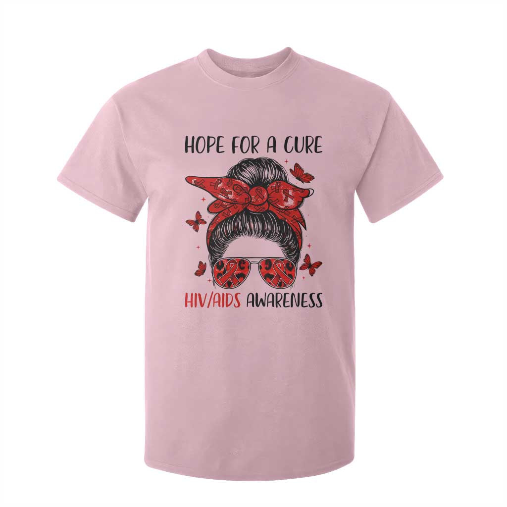 Hope For A Cure HIV Support T Shirt For Kid Strong Woman Red Ribbon Gift