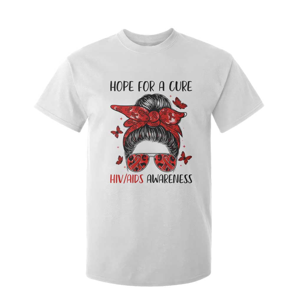 Hope For A Cure HIV Support T Shirt For Kid Strong Woman Red Ribbon Gift