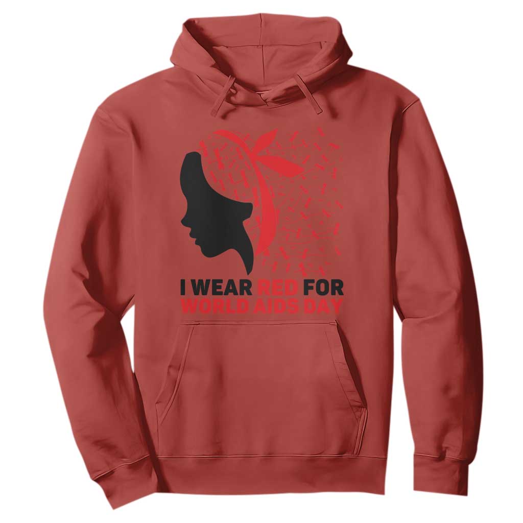 I Wear Red For World AIDS Day Hoodie HIV Support Dragonfly Support Gift