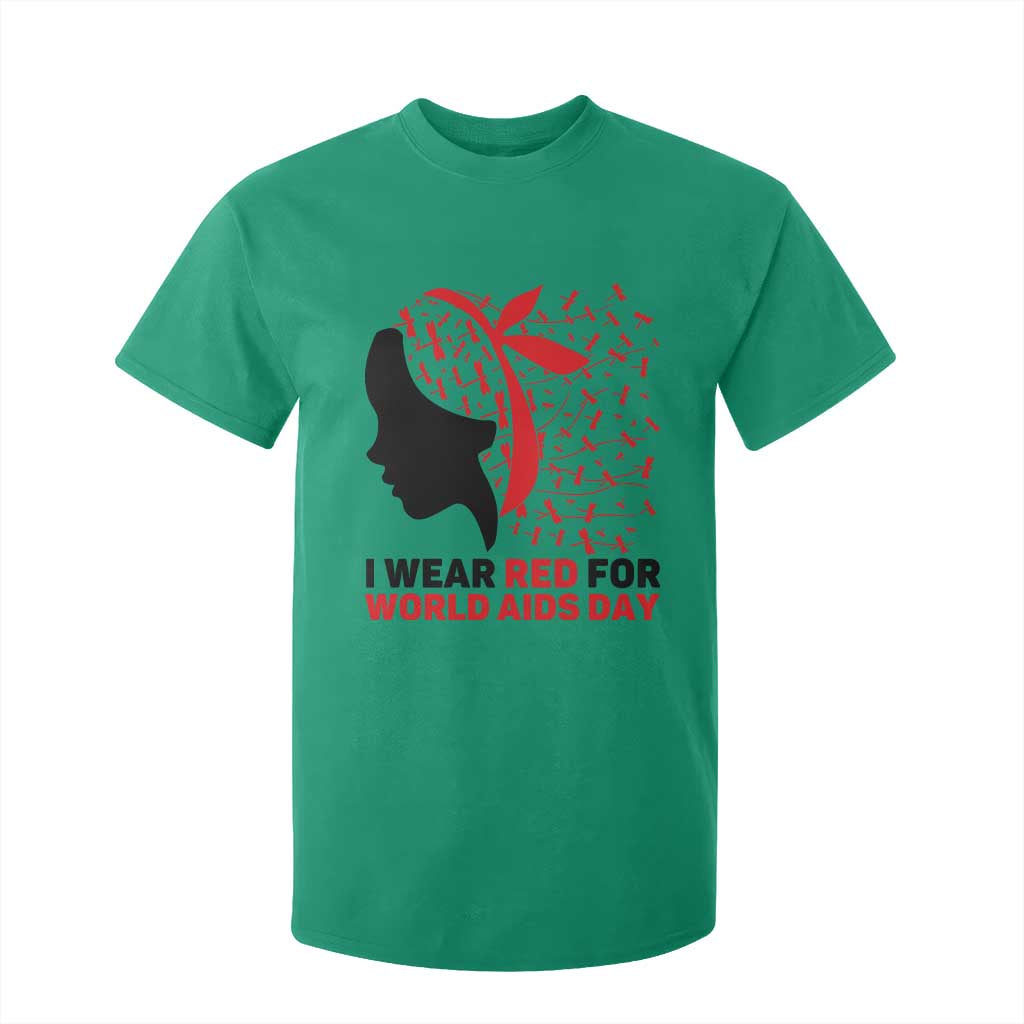 I Wear Red For World AIDS Day T Shirt For Kid HIV Support Dragonfly Support Gift