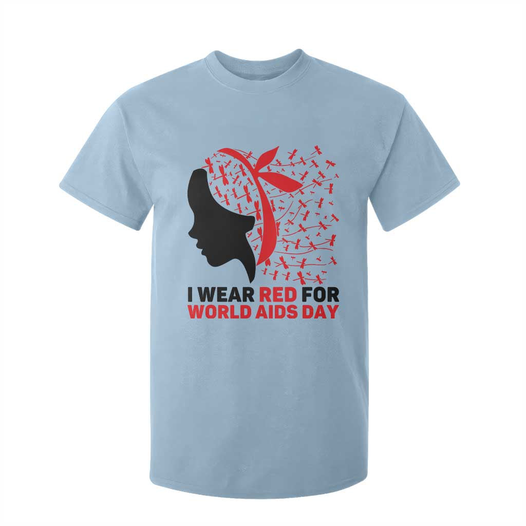 I Wear Red For World AIDS Day T Shirt For Kid HIV Support Dragonfly Support Gift