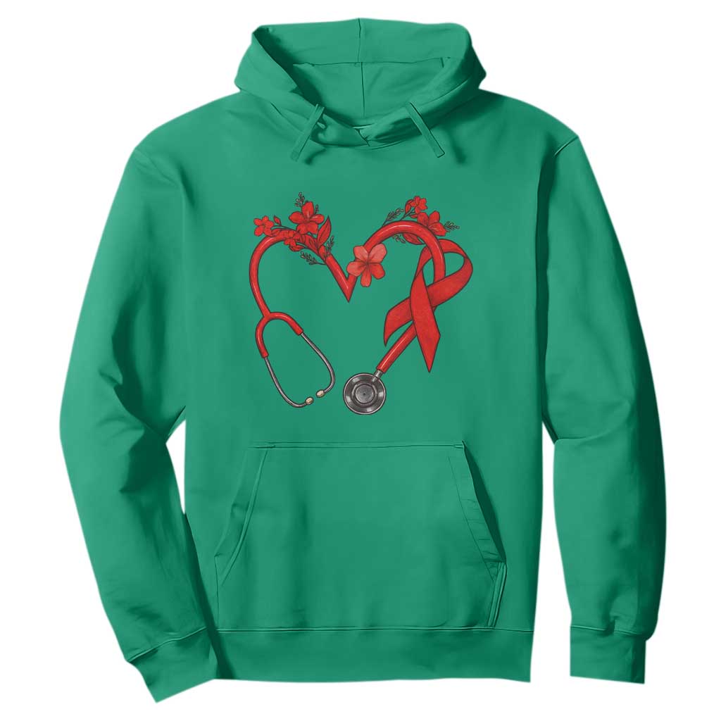 Healthcare Hero HIV Support Hoodie Red Ribbon Warrior Gift