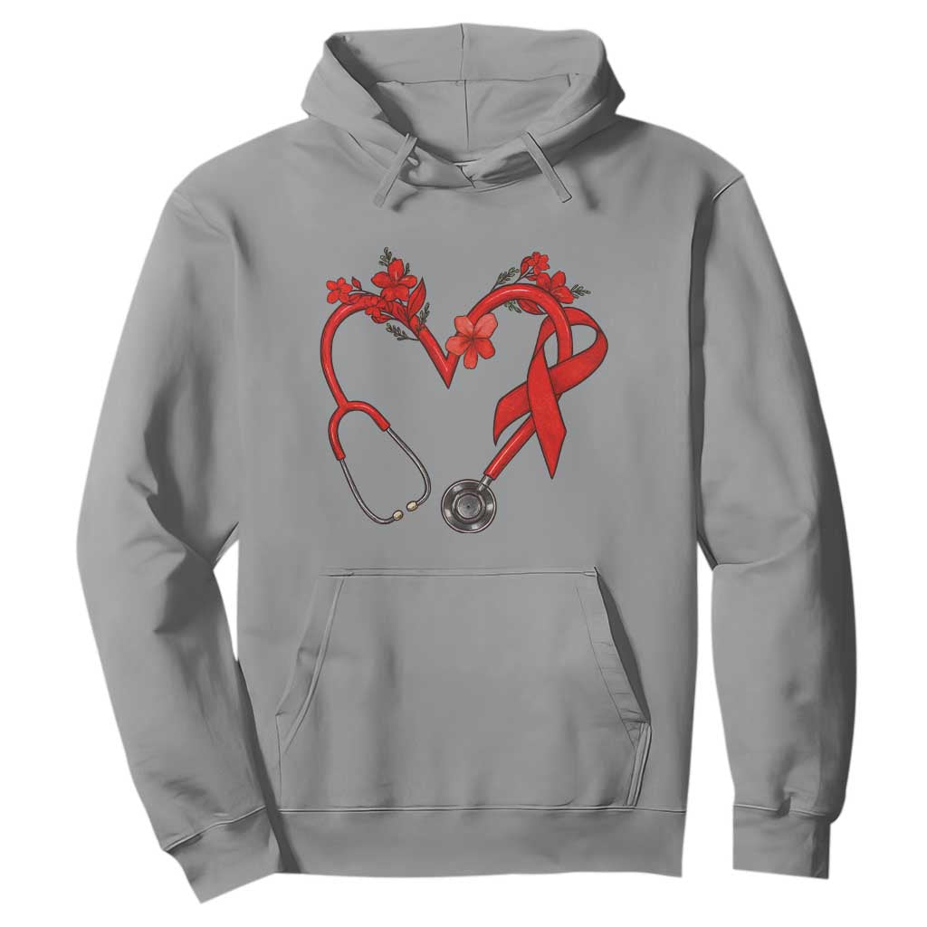 Healthcare Hero HIV Support Hoodie Red Ribbon Warrior Gift