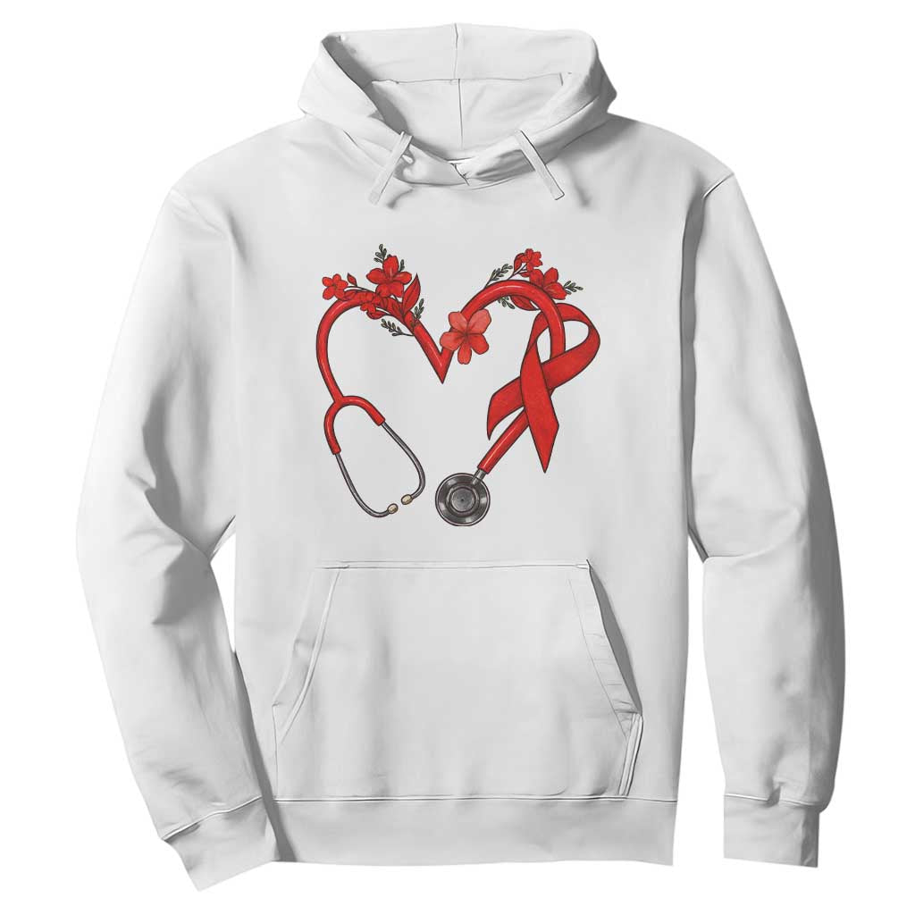 Healthcare Hero HIV Support Hoodie Red Ribbon Warrior Gift