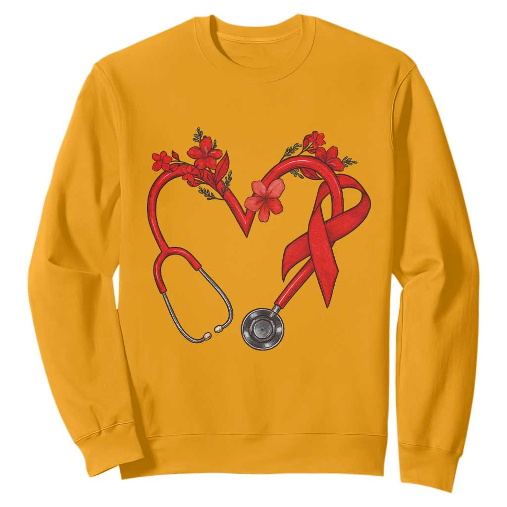 Healthcare Hero HIV Support Sweatshirt Red Ribbon Warrior Gift