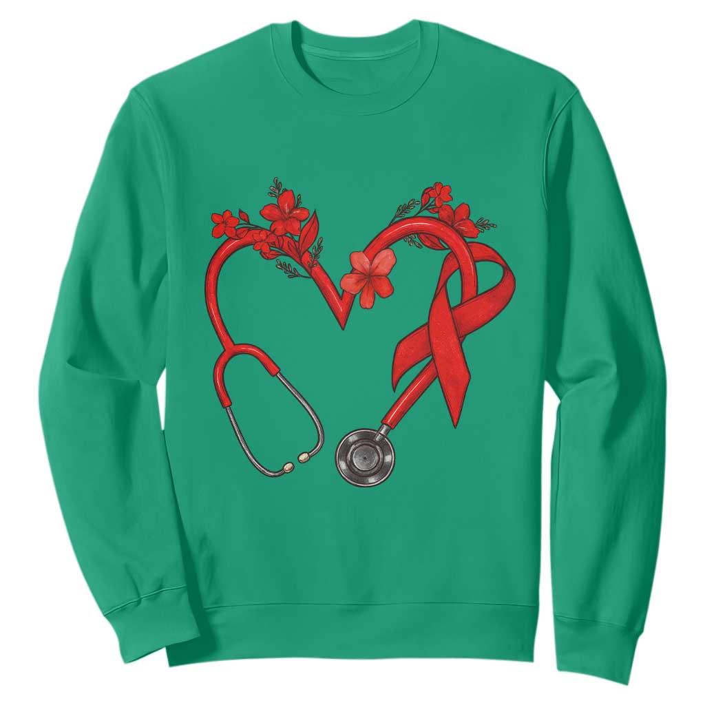 Healthcare Hero HIV Support Sweatshirt Red Ribbon Warrior Gift