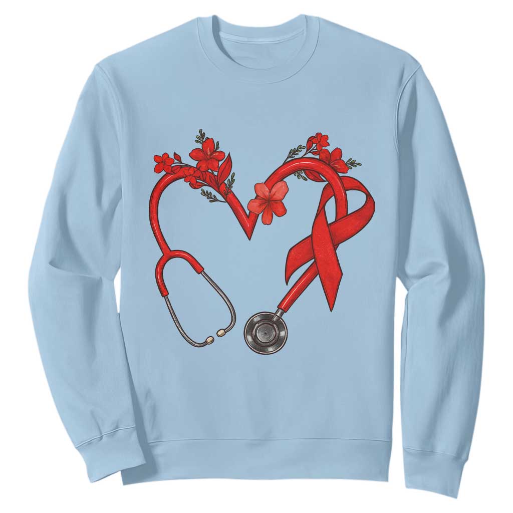 Healthcare Hero HIV Support Sweatshirt Red Ribbon Warrior Gift
