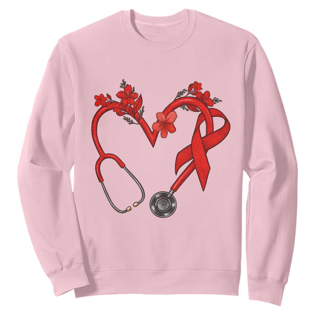 Healthcare Hero HIV Support Sweatshirt Red Ribbon Warrior Gift