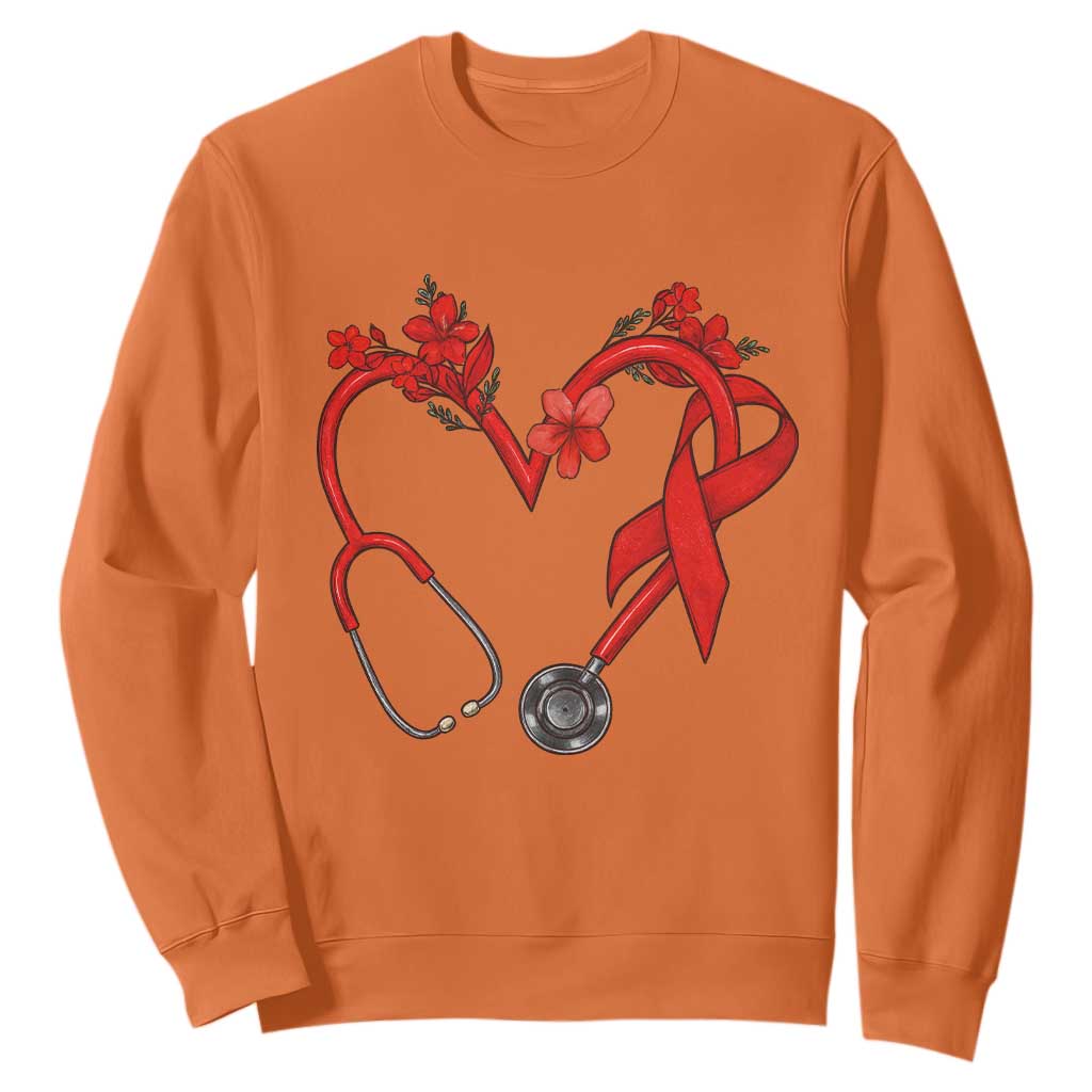 Healthcare Hero HIV Support Sweatshirt Red Ribbon Warrior Gift